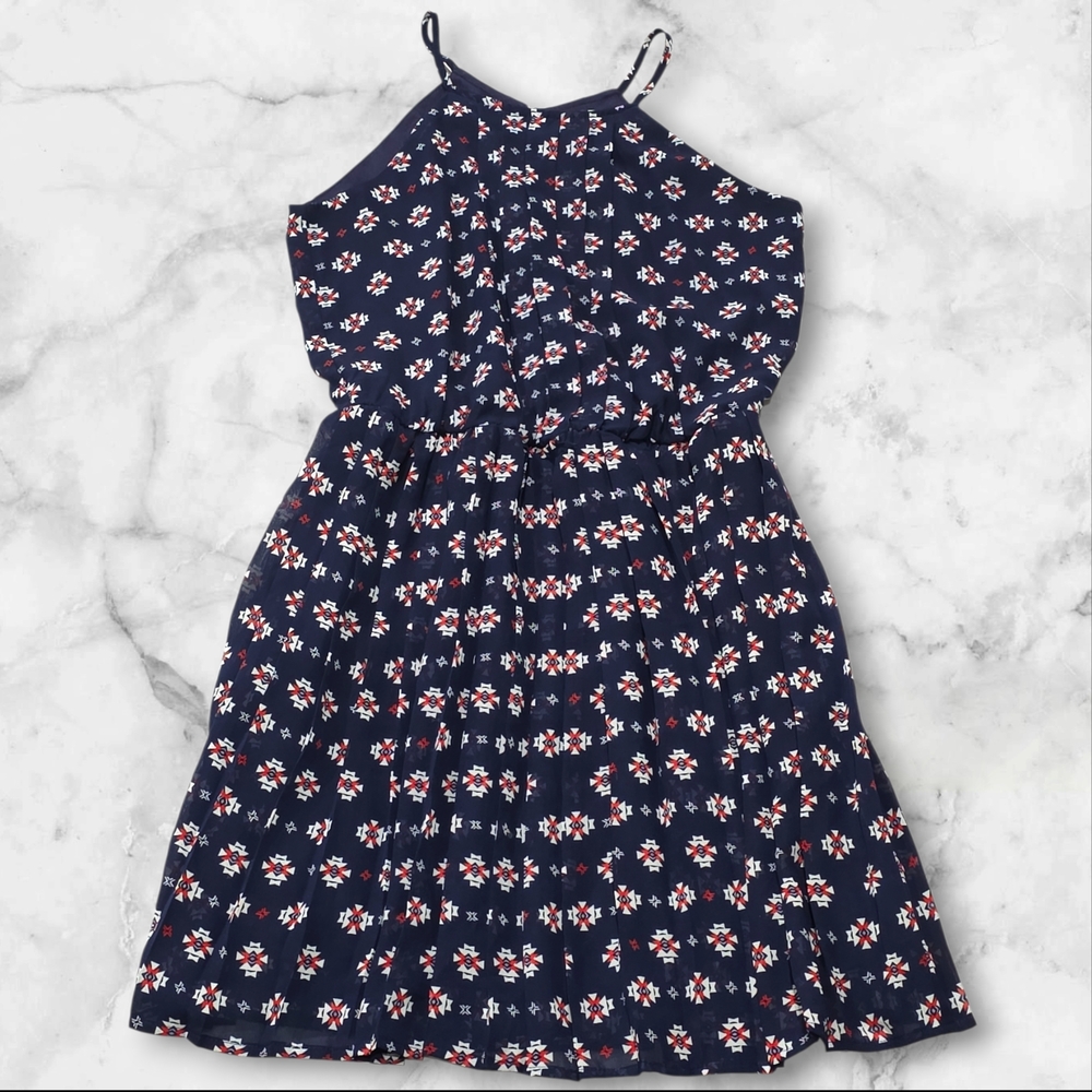 My Michelle Navy Aztec Pattern Spaghetti Strap Dress Size Medium (M) C13